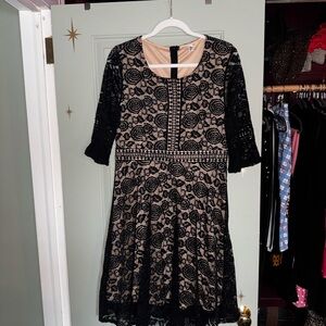 Black Lace Dress with flared baby bell sleeve